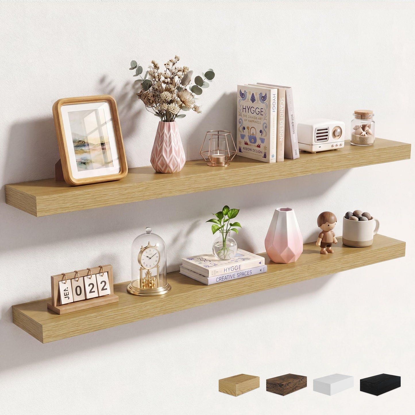 Axeman 72Inch Floating Shelves for Wall 2 Pack Shelves for Kitchen Bathroom Bedroom, Wooden Shelves with Invisible Brackets, Wall Mounted Rustic Wood Floating Shelf for Decor Books Storage, Brown