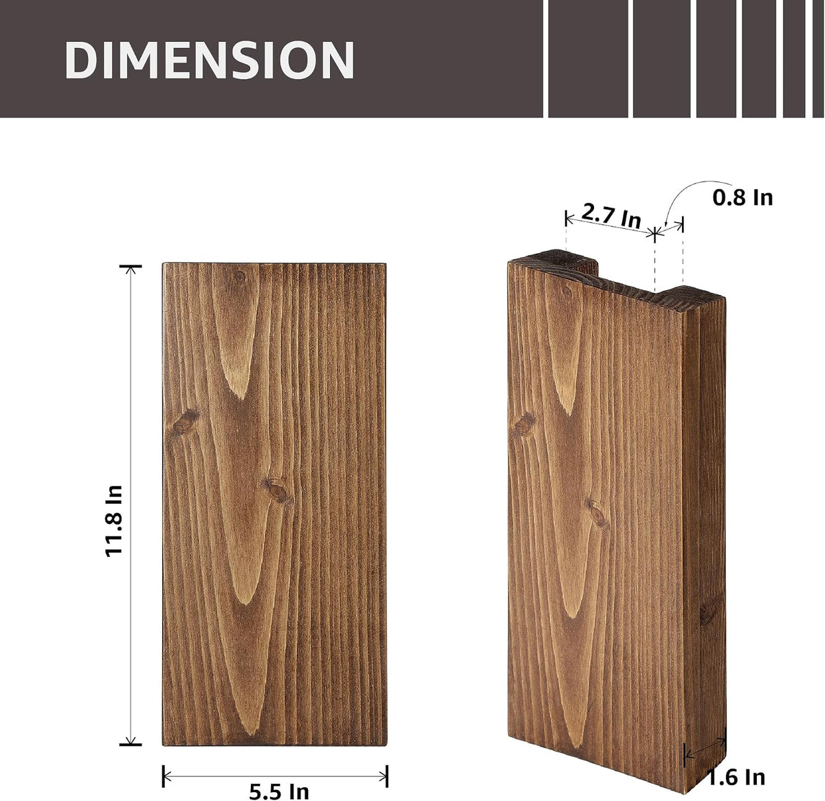 Wood Wall Planter Set of 2, Wood Wall Pocket for Greenery and Dried Flowers, Indoor Hanging Vase, Modern Farmhouse Wall Decor for Living Room Bedroom Office Eucalyptus Stems Decorations (Walnut)