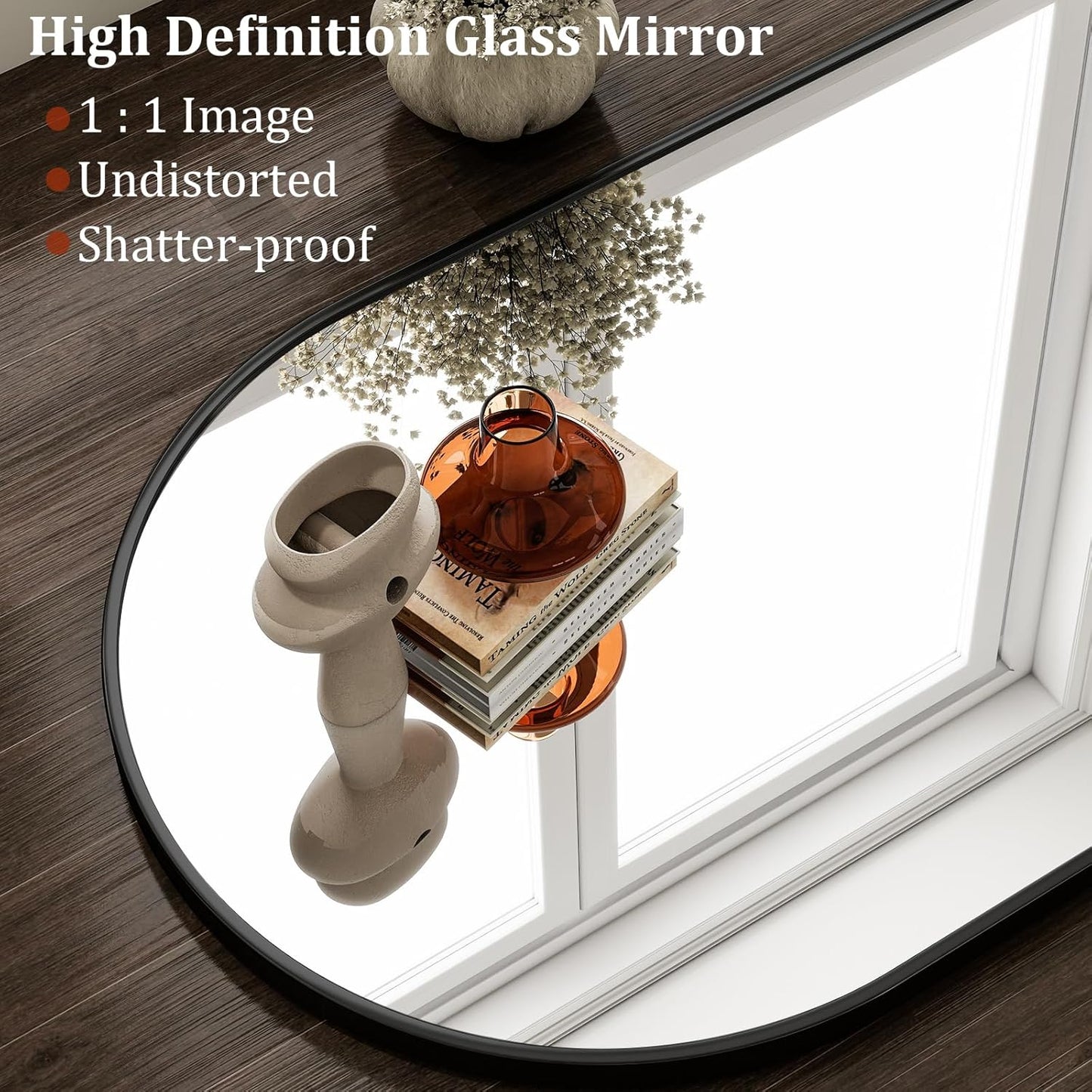 HARRITPURE Arched Wall Mirror 24"x36" Black Metal Frame Vanity Mirrors