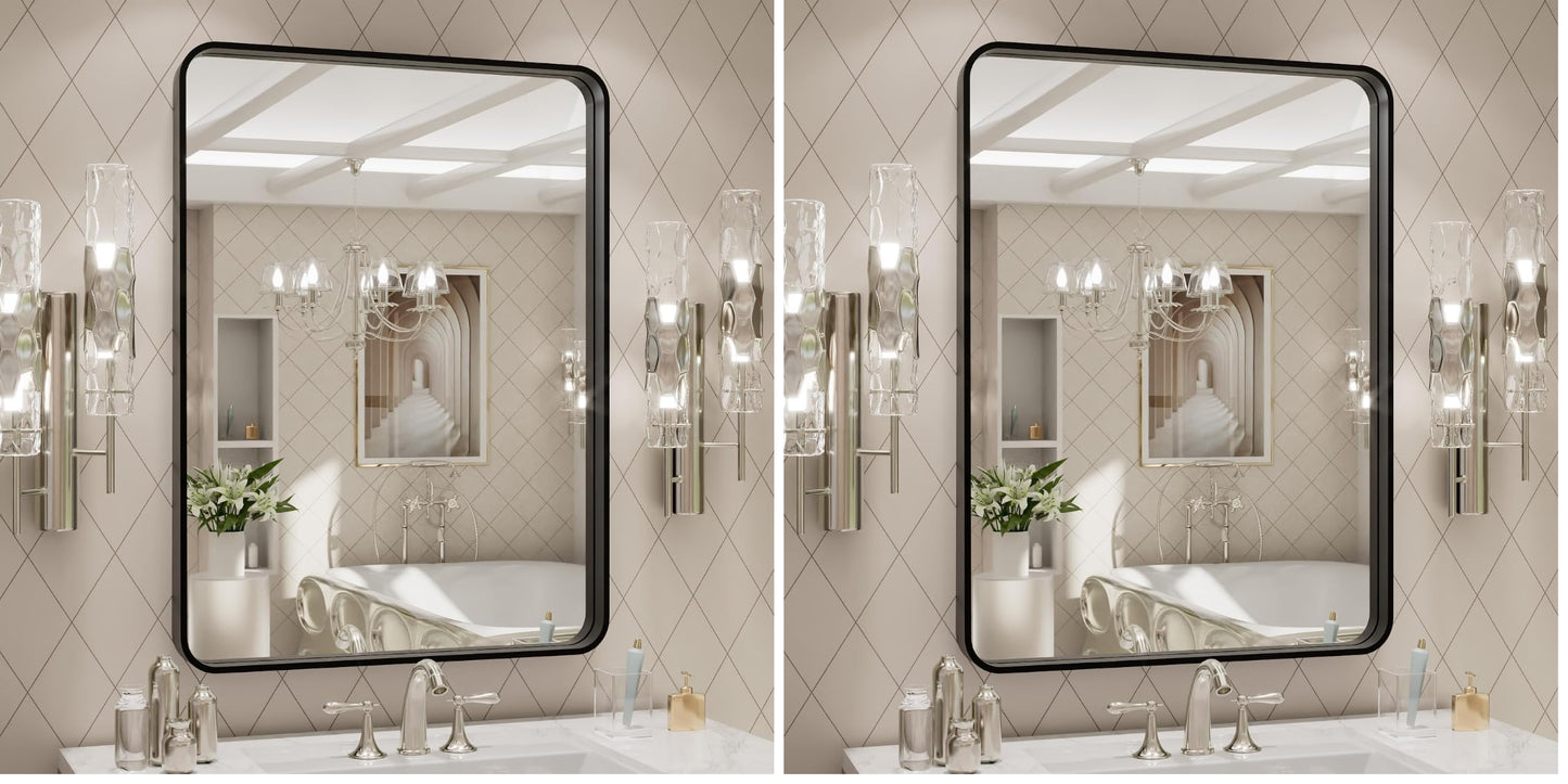 LOAAO 22X30 Inch Black Bathroom Mirror Metal Framed