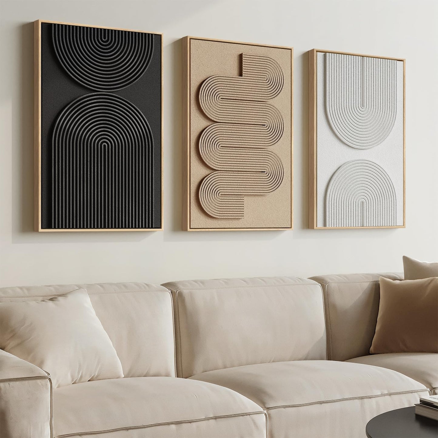 Large Wood Abstract Wall Art for Living Room, Modern 3D Artwork for Walls