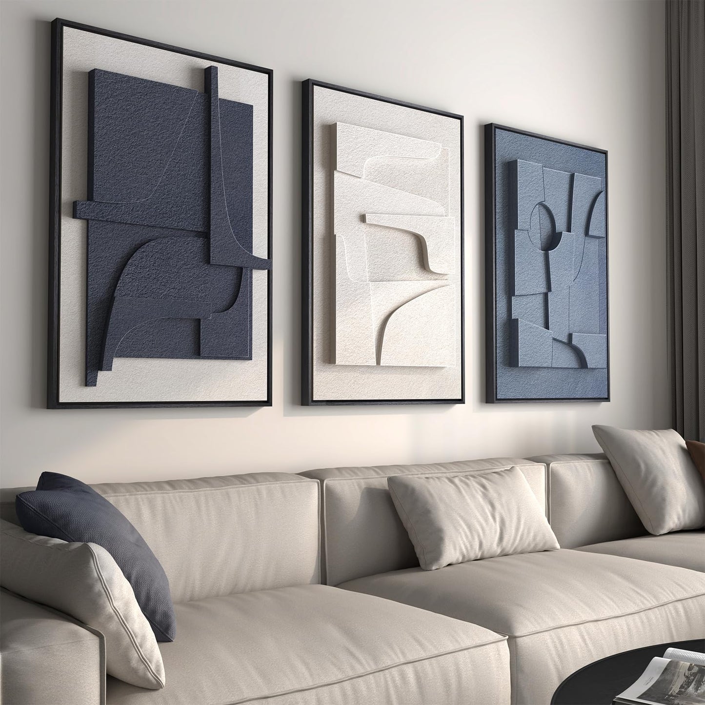 Large Wood Abstract Wall Art for Living Room, Modern 3D Artwork for Walls