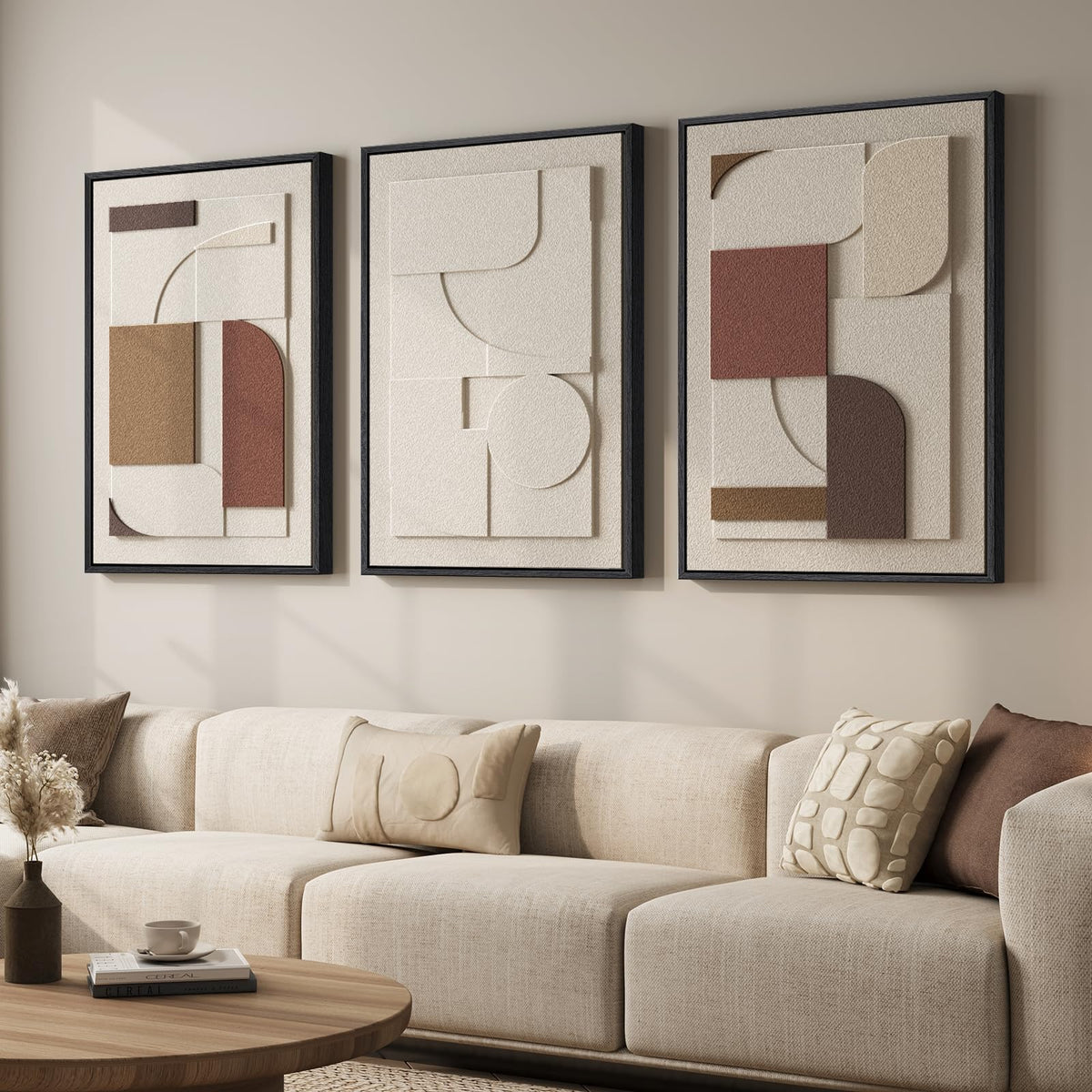 Large Wood Abstract Wall Art for Living Room, Modern 3D Artwork for Walls