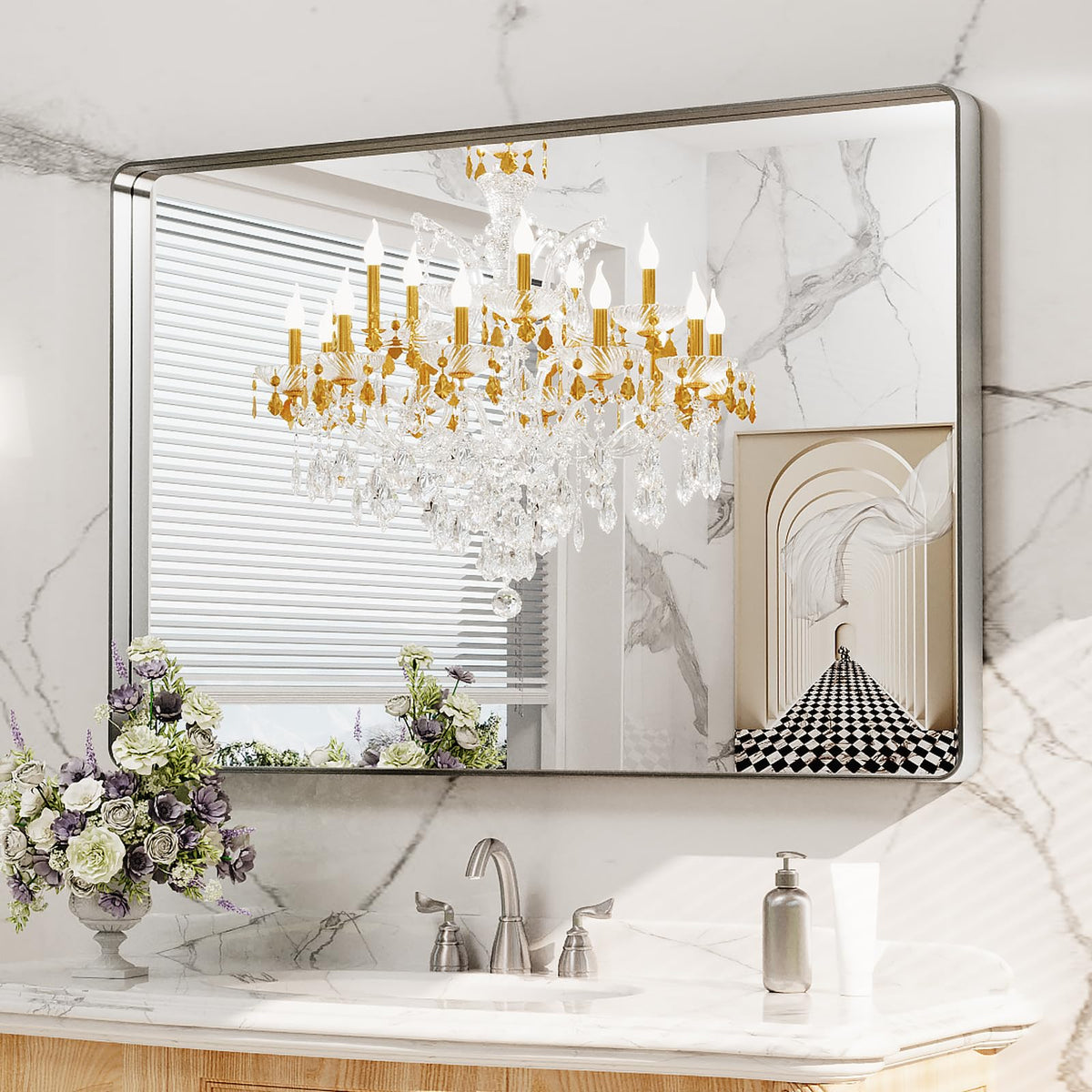 LOAAO 22X30 Inch Black Bathroom Mirror Metal Framed