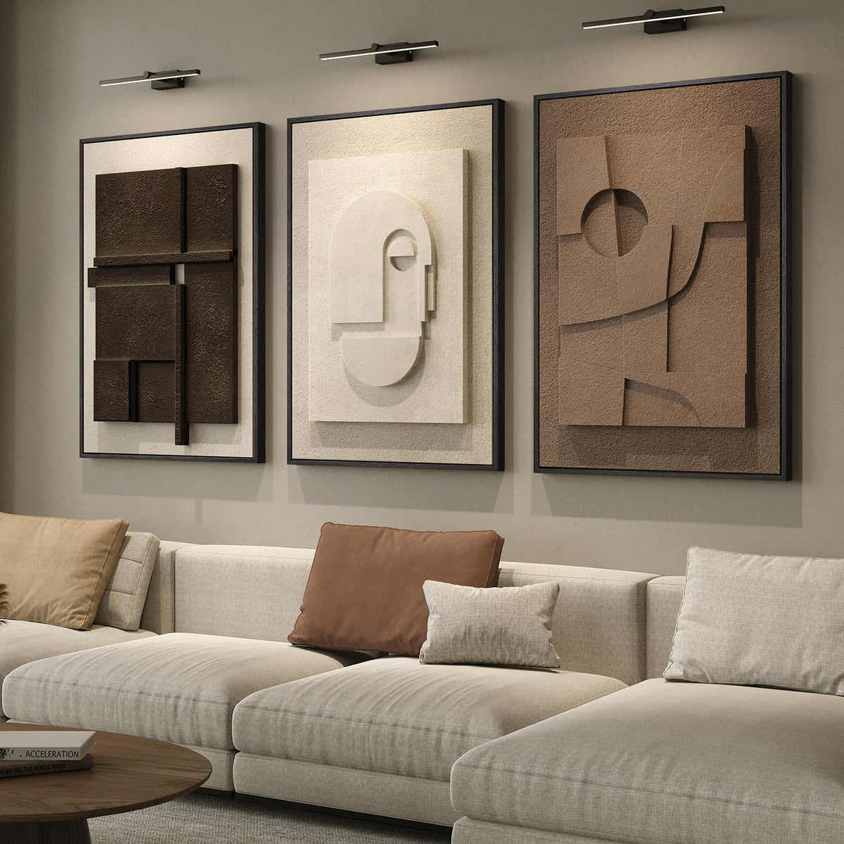 Large Wood Abstract Wall Art for Living Room, Modern 3D Artwork for Walls