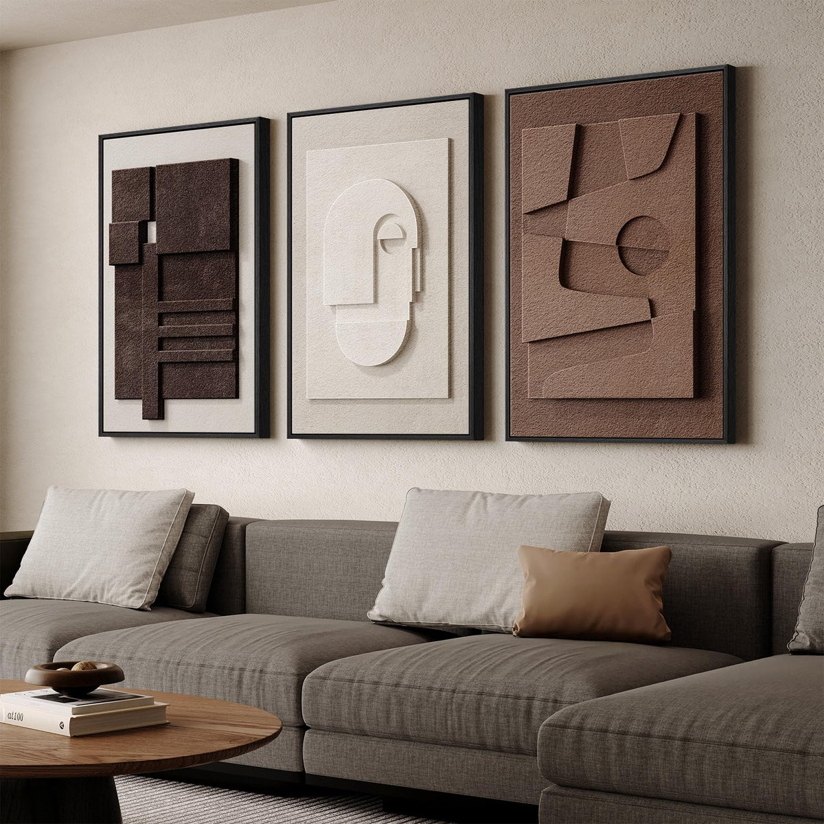 Large Wood Abstract Wall Art for Living Room, Modern 3D Artwork for Walls