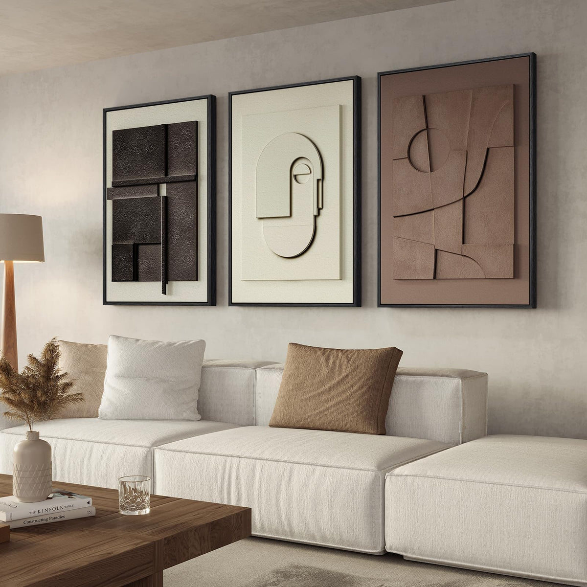 Large Wood Abstract Wall Art for Living Room, Modern 3D Artwork for Walls