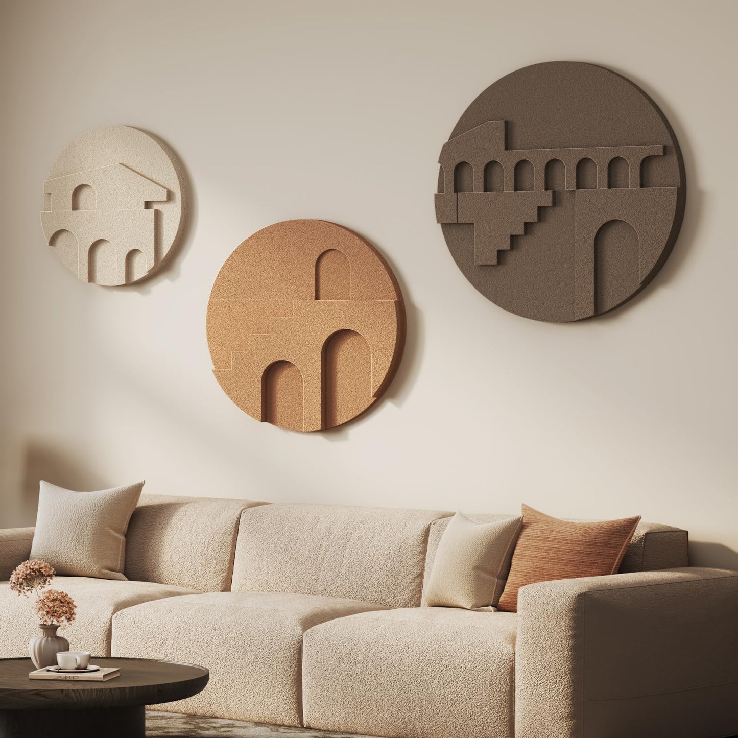 Large Wood Abstract Wall Art for Living Room, Modern 3D Artwork for Walls