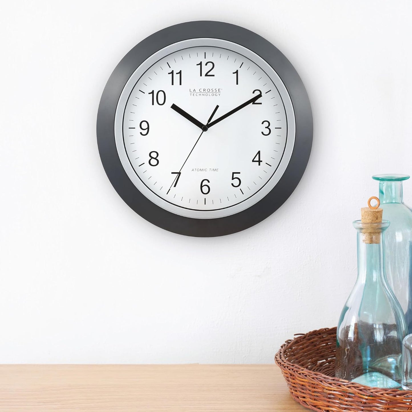 La Crosse Technology WT-3129B 12 Inch Atomic Analog Wall Clock, Pack of 1, Black
