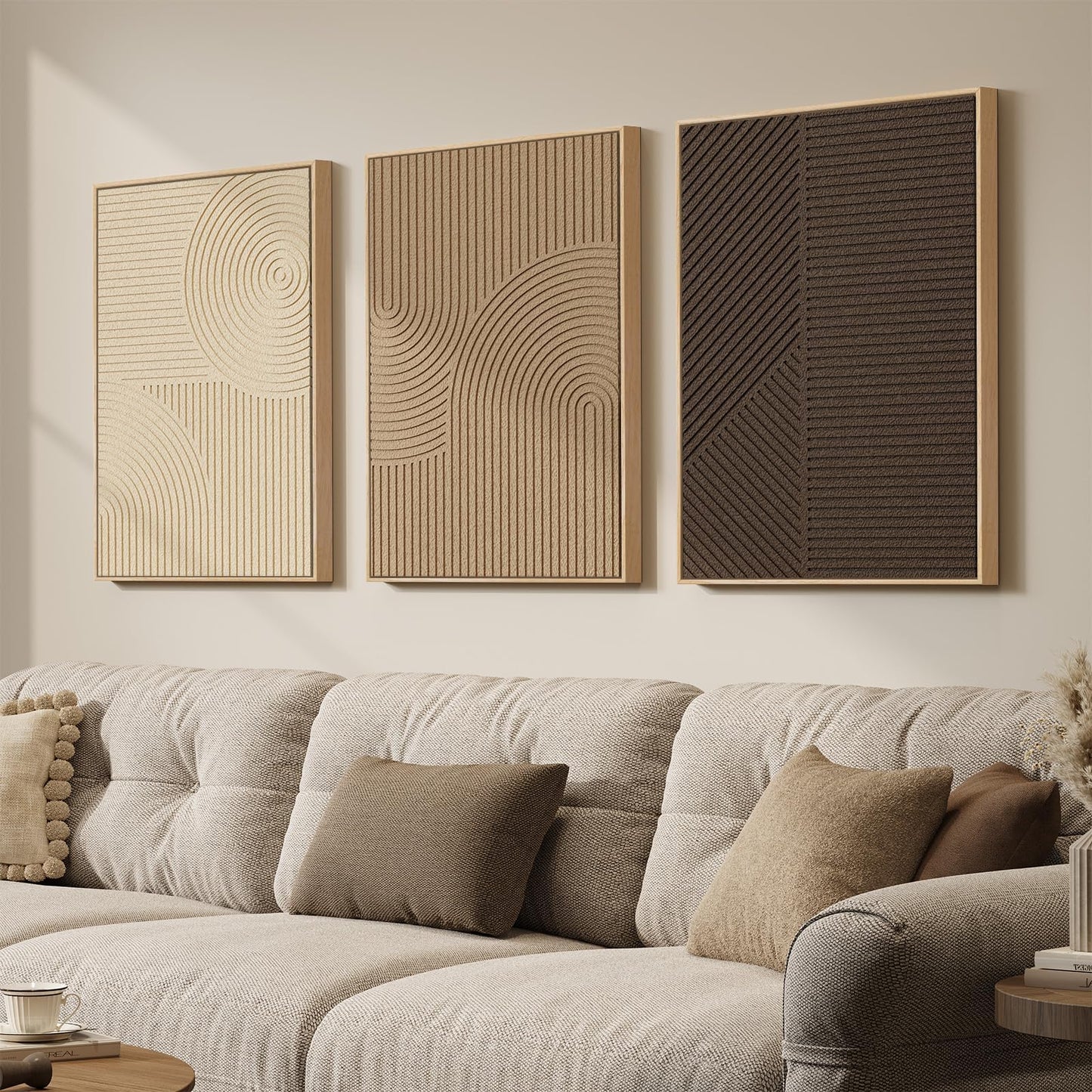 Large Wood Abstract Wall Art for Living Room, Modern 3D Artwork for Walls