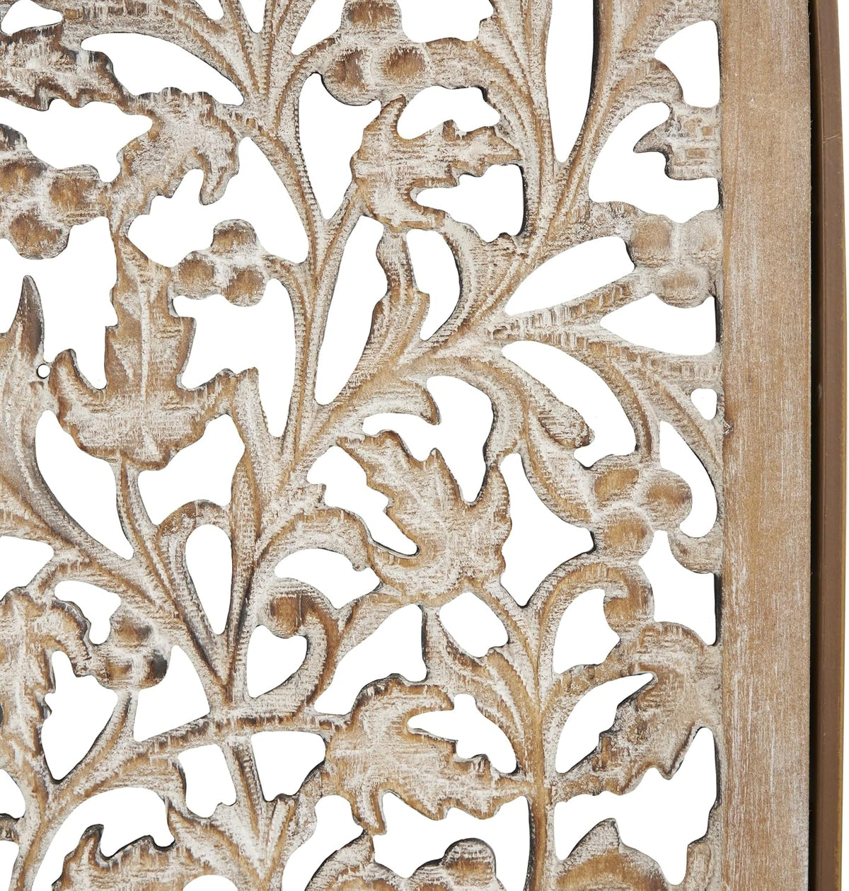 Deco 79 Wooden Floral Handmade Home Wall Decor Arched Wall Sculpture with Intricate Carvings, Set of 2 Wall Art 15"W, 36"H, Brown