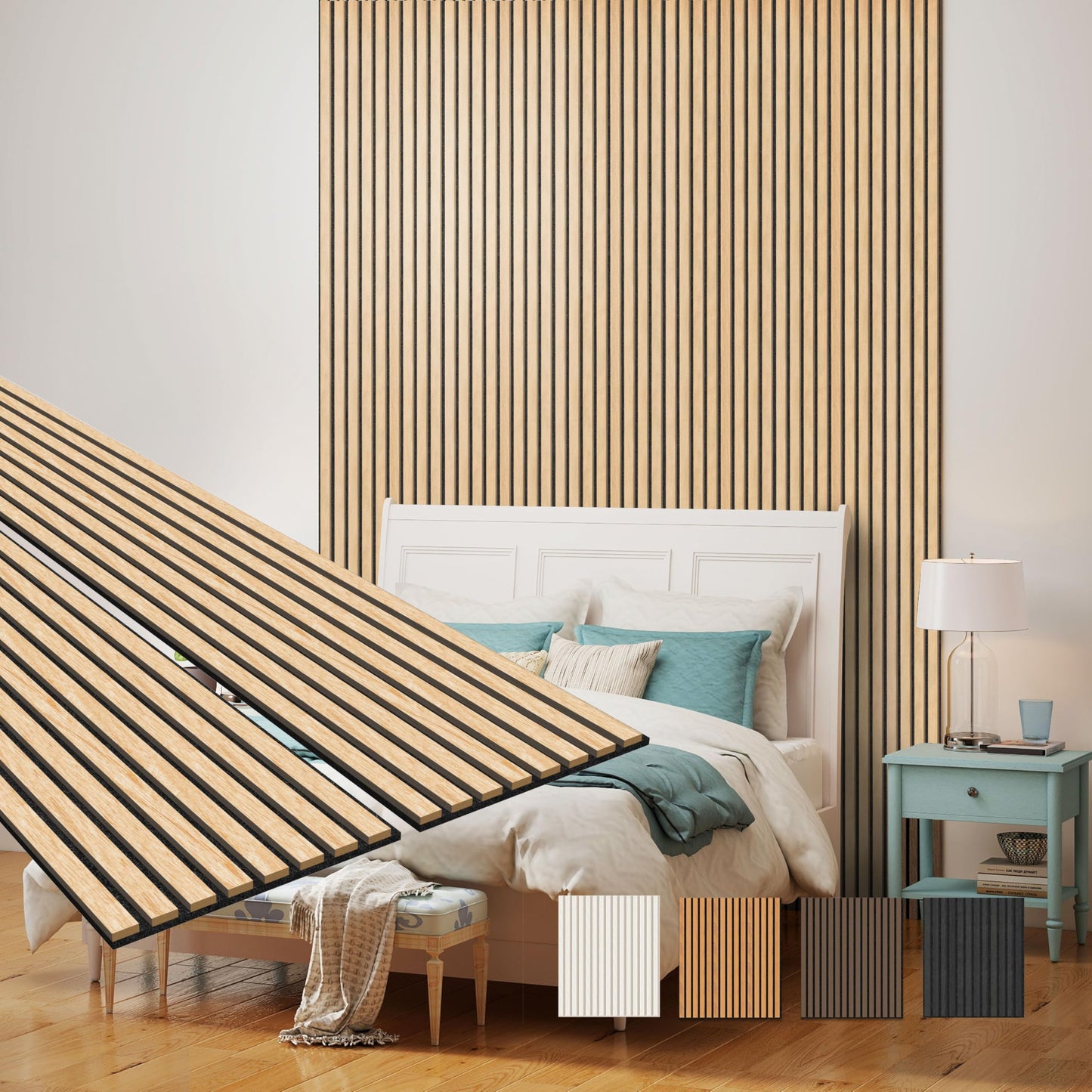 MISSDAY Wood Slat Acoustic Wall Panels, 2 Packs 94.5" x 12.6" Black Soundproof Panel For Interior Wall Decor Noise Absorbing-3D Textured Wooden Panel Sound-Absorbing for Home, Office, Studio