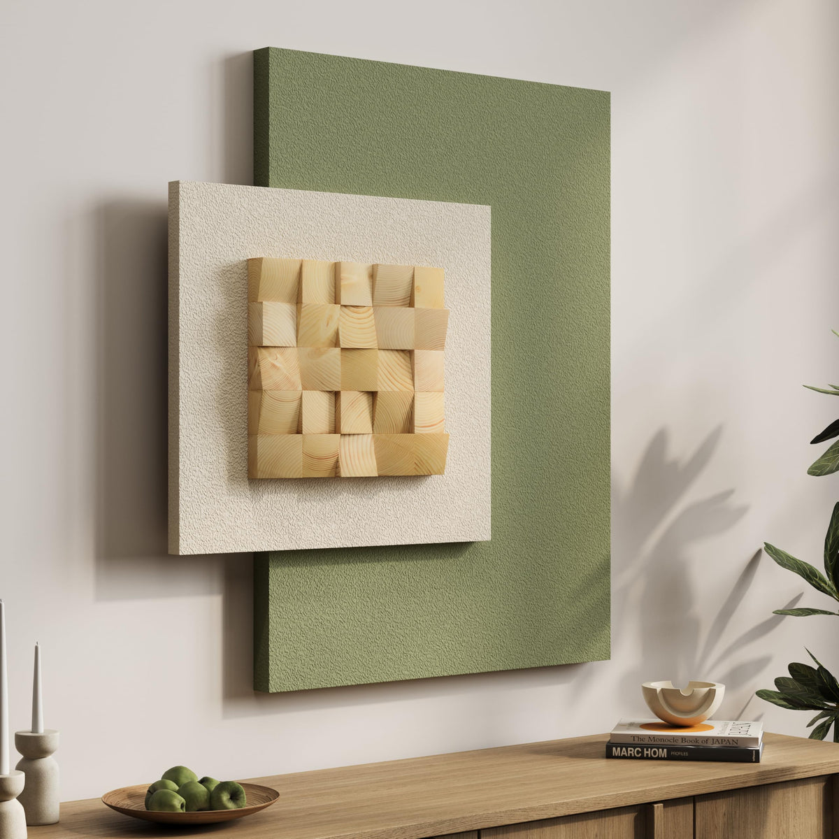 Large Wood Abstract Wall Art for Living Room, Modern 3D Artwork for Walls